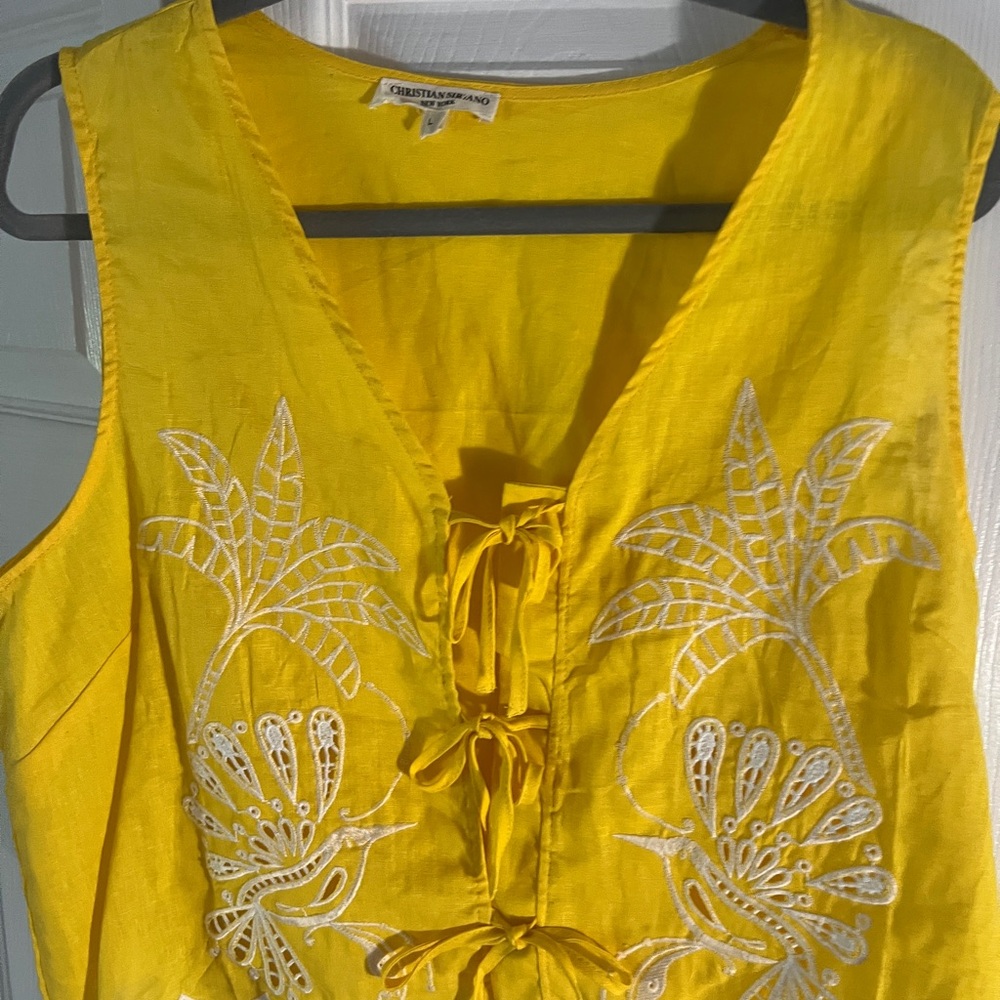 Christian Siriano Yellow Sleeveless Crop Tank Top - Picture 5 of 12